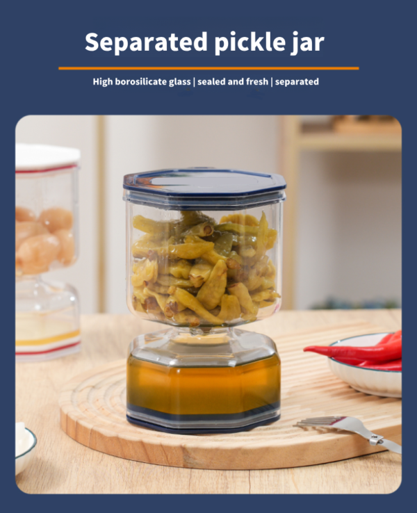 Pickle Jar, Pickle and Olive Hourglass Jar, Wet and Dry Pickle Juice Separator, Upgraded Food Grade ABS Lid and Pickle Jar - 图片 11