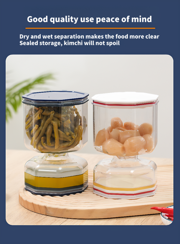 Pickle Jar, Pickle and Olive Hourglass Jar, Wet and Dry Pickle Juice Separator, Upgraded Food Grade ABS Lid and Pickle Jar - 图片 10