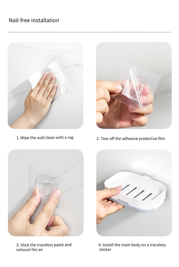 Soap Dishes, Dishwashing Sponge Holder with Water Tray, Keeps Place Dry, Easy to Clean Soap Boxes, Suitable for Kitchen, Bathroom, Container (Gray) - 图片 4
