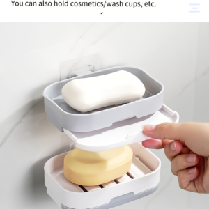 Soap Dishes, Dishwashing Sponge Holder with Water Tray, Keeps Place Dry, Easy to Clean Soap Boxes, Suitable for Kitchen, Bathroom, Container (Gray)