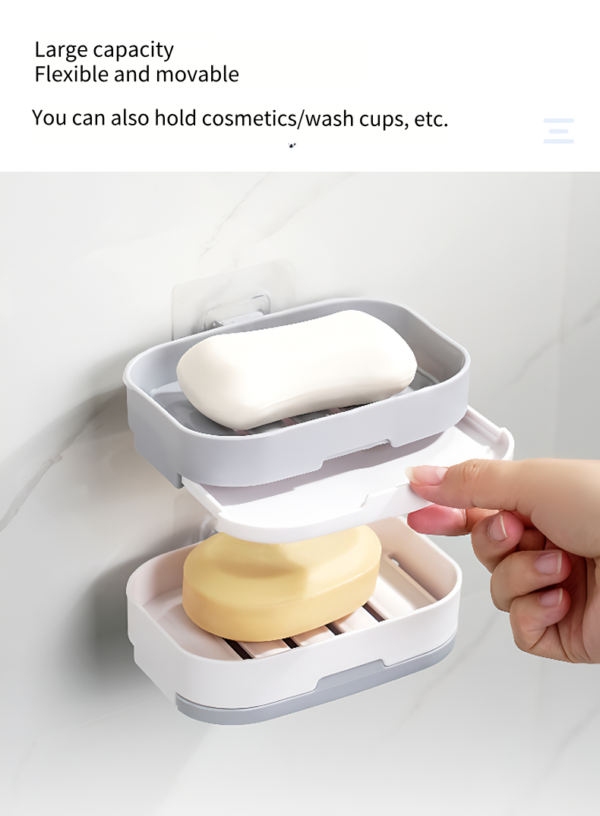Soap Dishes, Dishwashing Sponge Holder with Water Tray, Keeps Place Dry, Easy to Clean Soap Boxes, Suitable for Kitchen, Bathroom, Container (Gray)