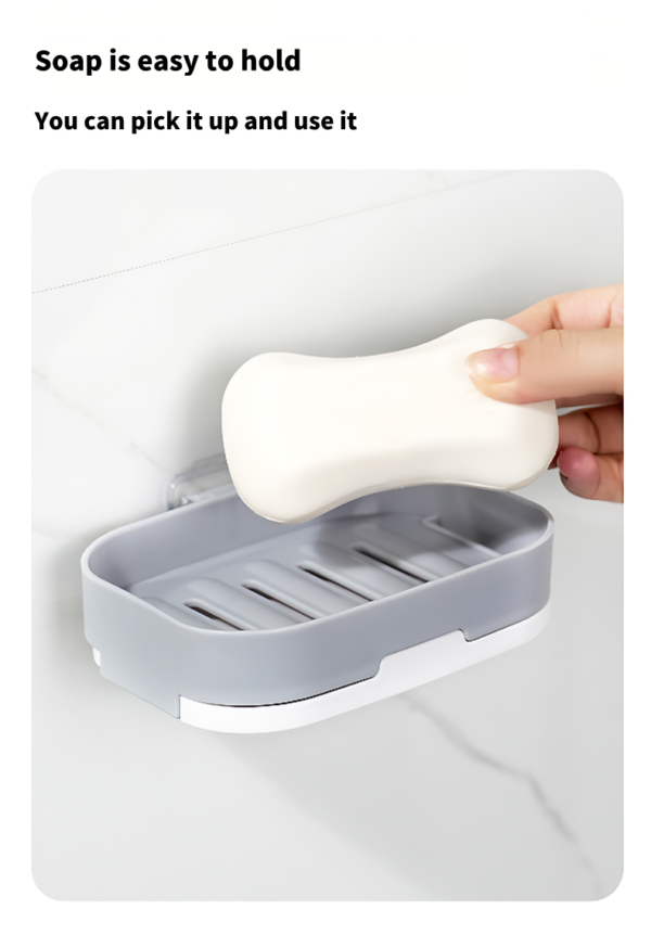 Soap Dishes, Dishwashing Sponge Holder with Water Tray, Keeps Place Dry, Easy to Clean Soap Boxes, Suitable for Kitchen, Bathroom, Container (Gray) - 图片 2