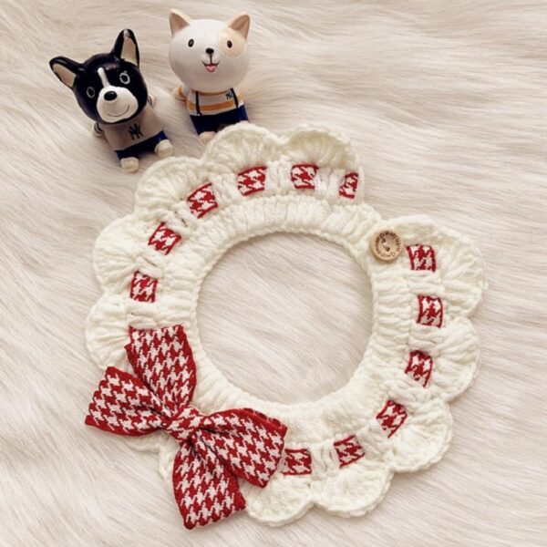 Fashionable cat drool scarf, dog scarf, pet scarf collar, knitted yarn - 图片 3